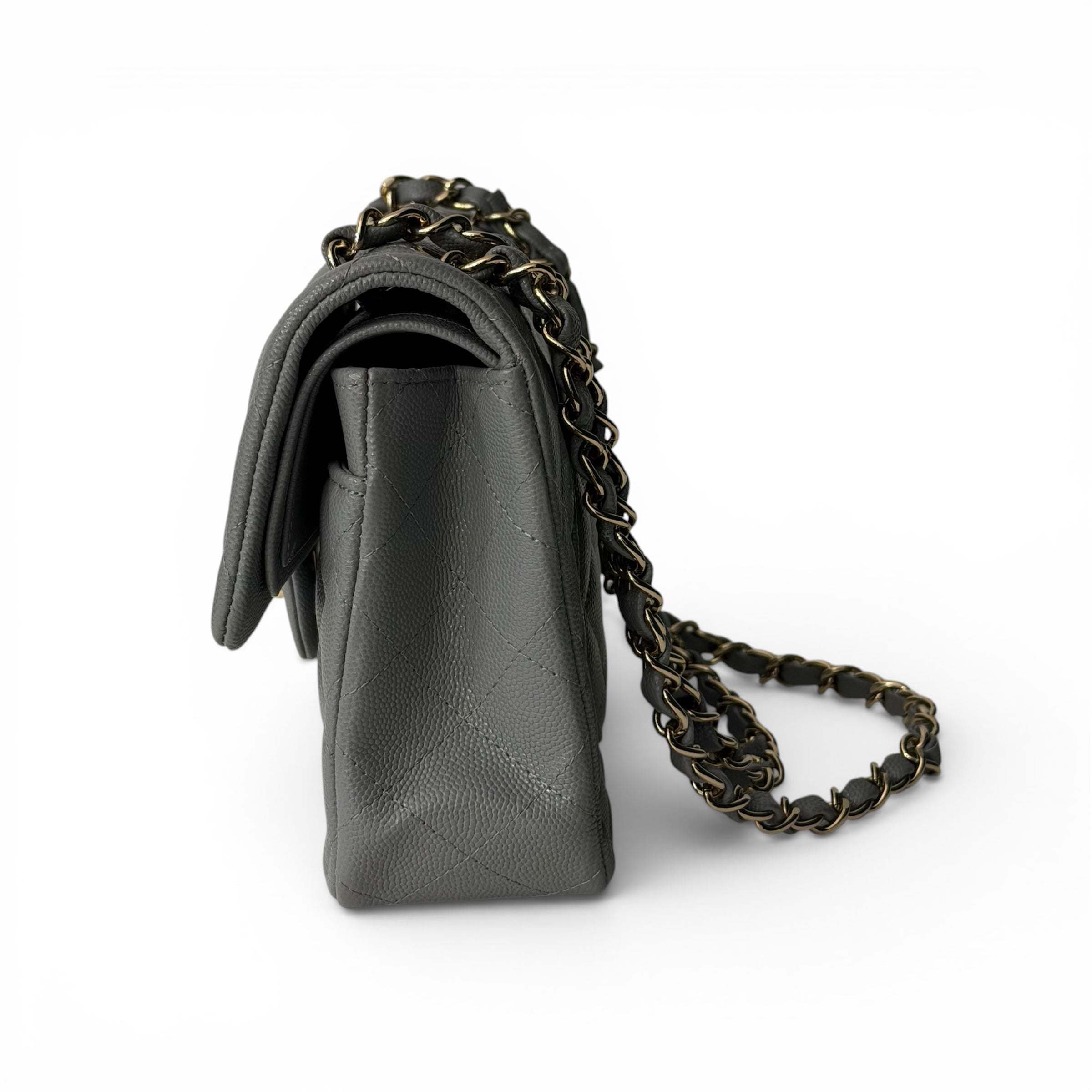 Chanel - Sac Classique Timeless cuir caviar gris
