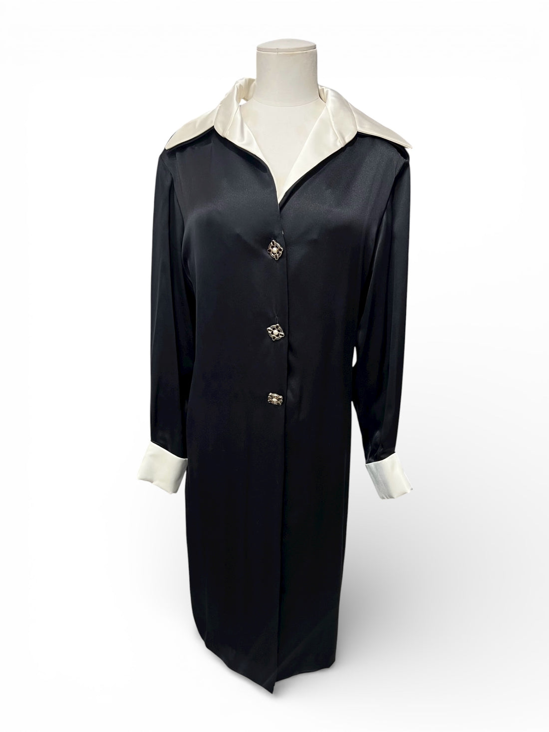 Chanel – Schwarzes und weißes langes Kleid T44