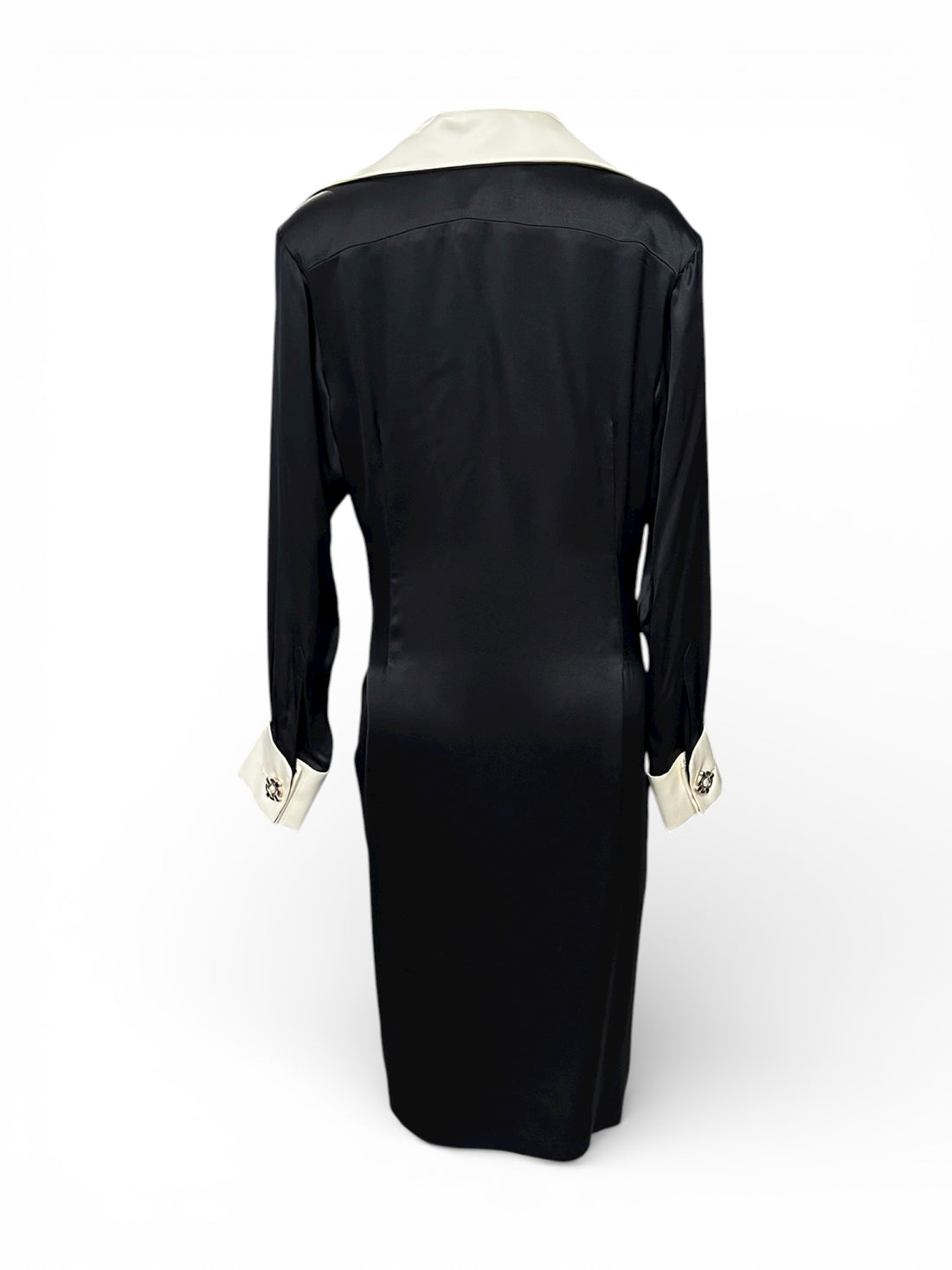 Chanel – Schwarzes und weißes langes Kleid T44