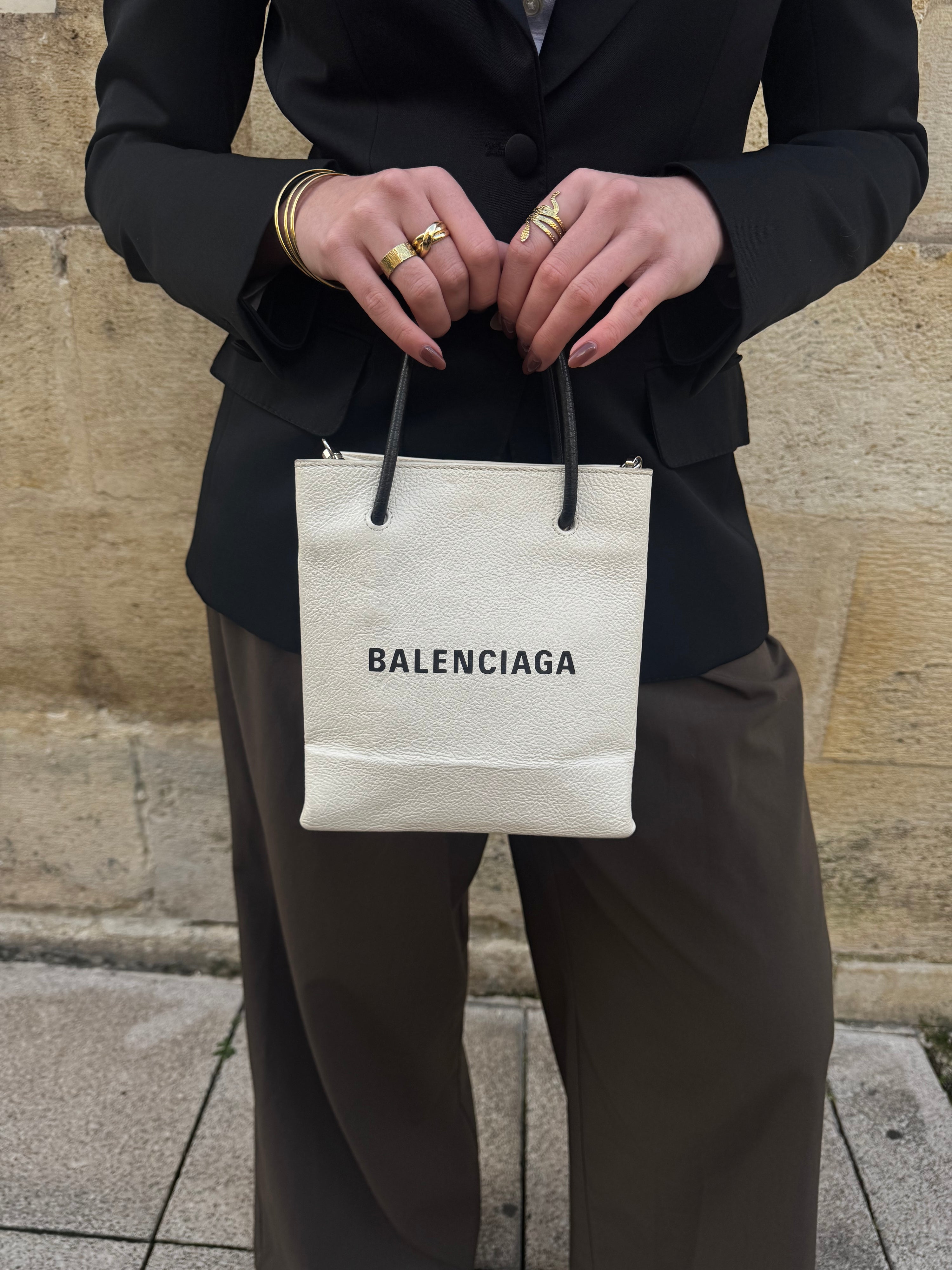 Balenciaga - Sac shopping north south blanc