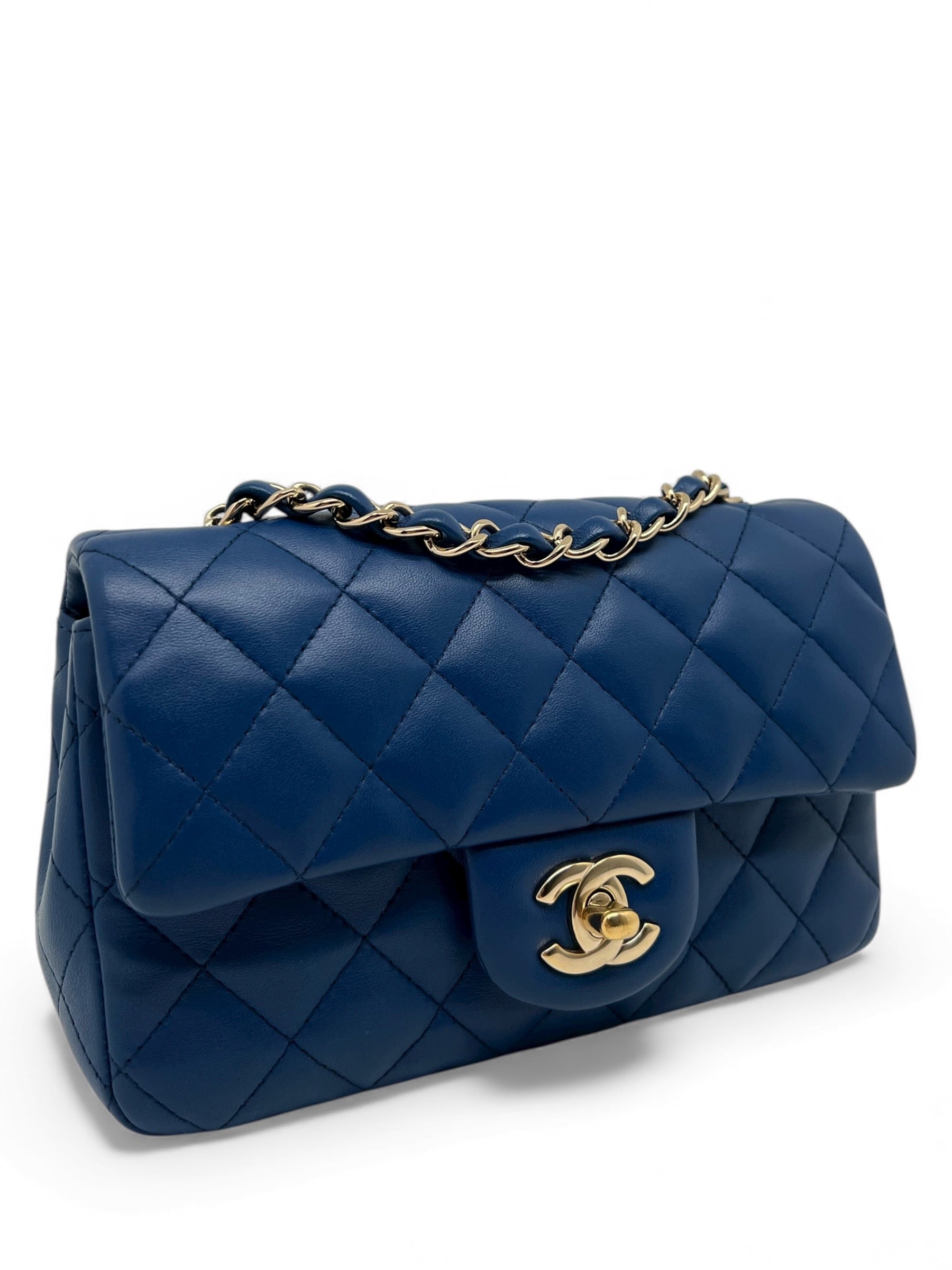 Chanel - Borsa mini rettangolare classica blu