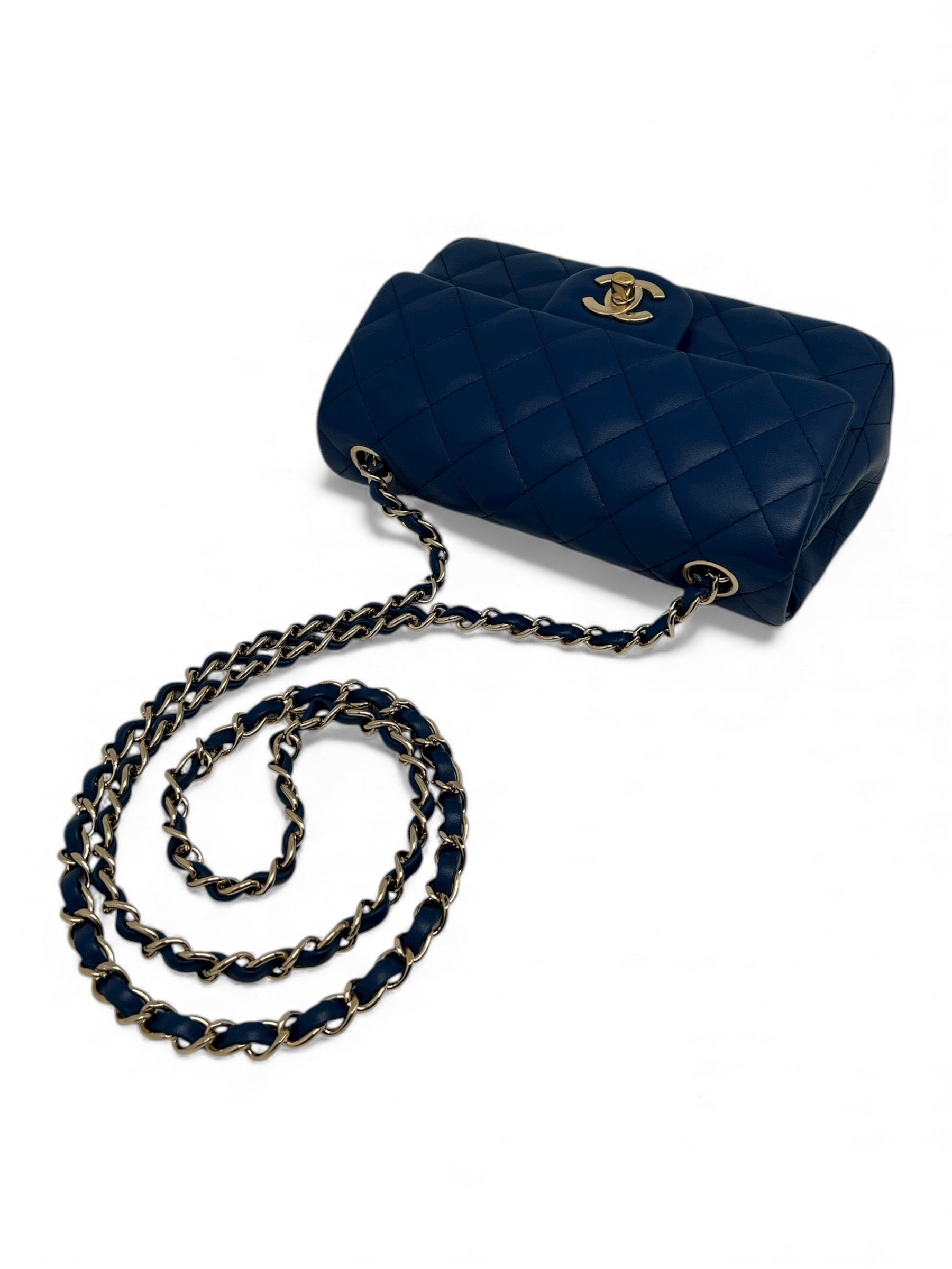 Chanel - Borsa mini rettangolare classica blu