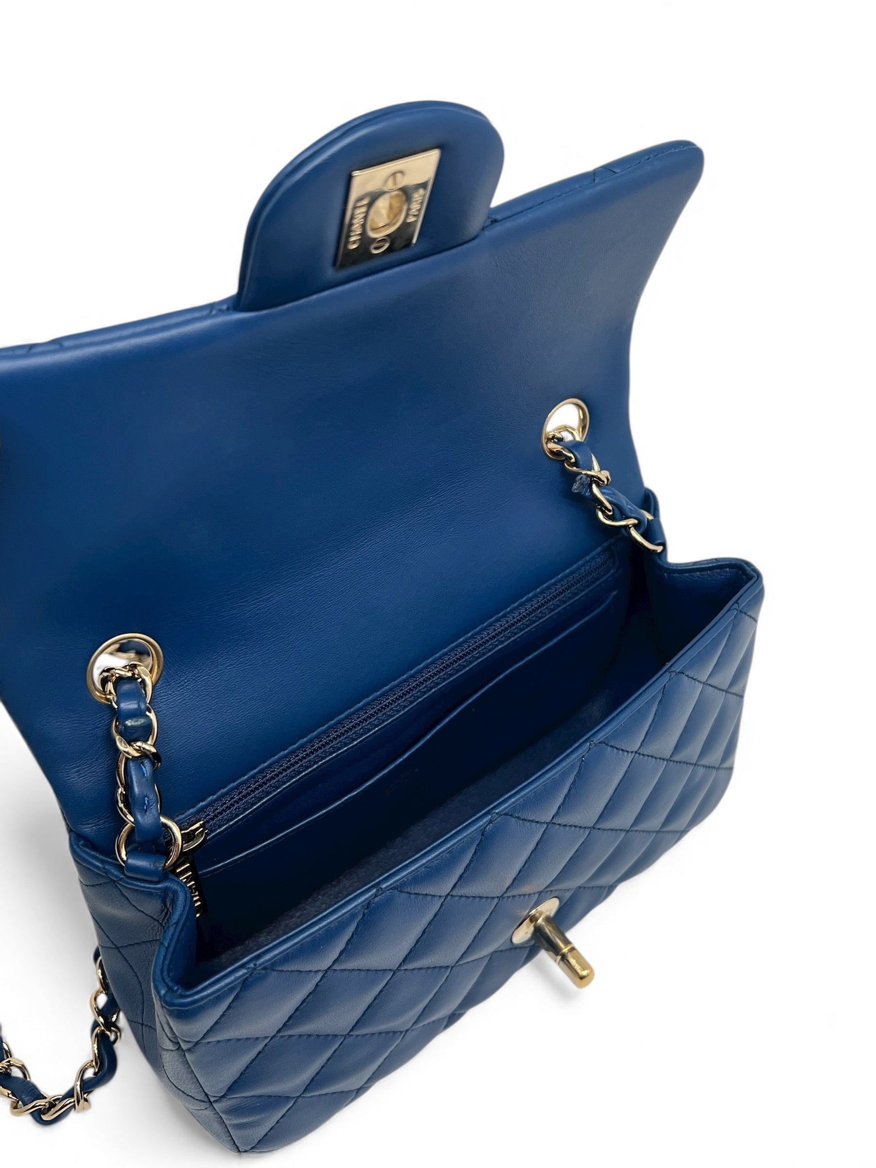 Chanel - Borsa mini rettangolare classica blu