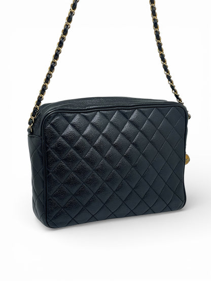 Chanel - Sac noir Camera en cuir Caviar