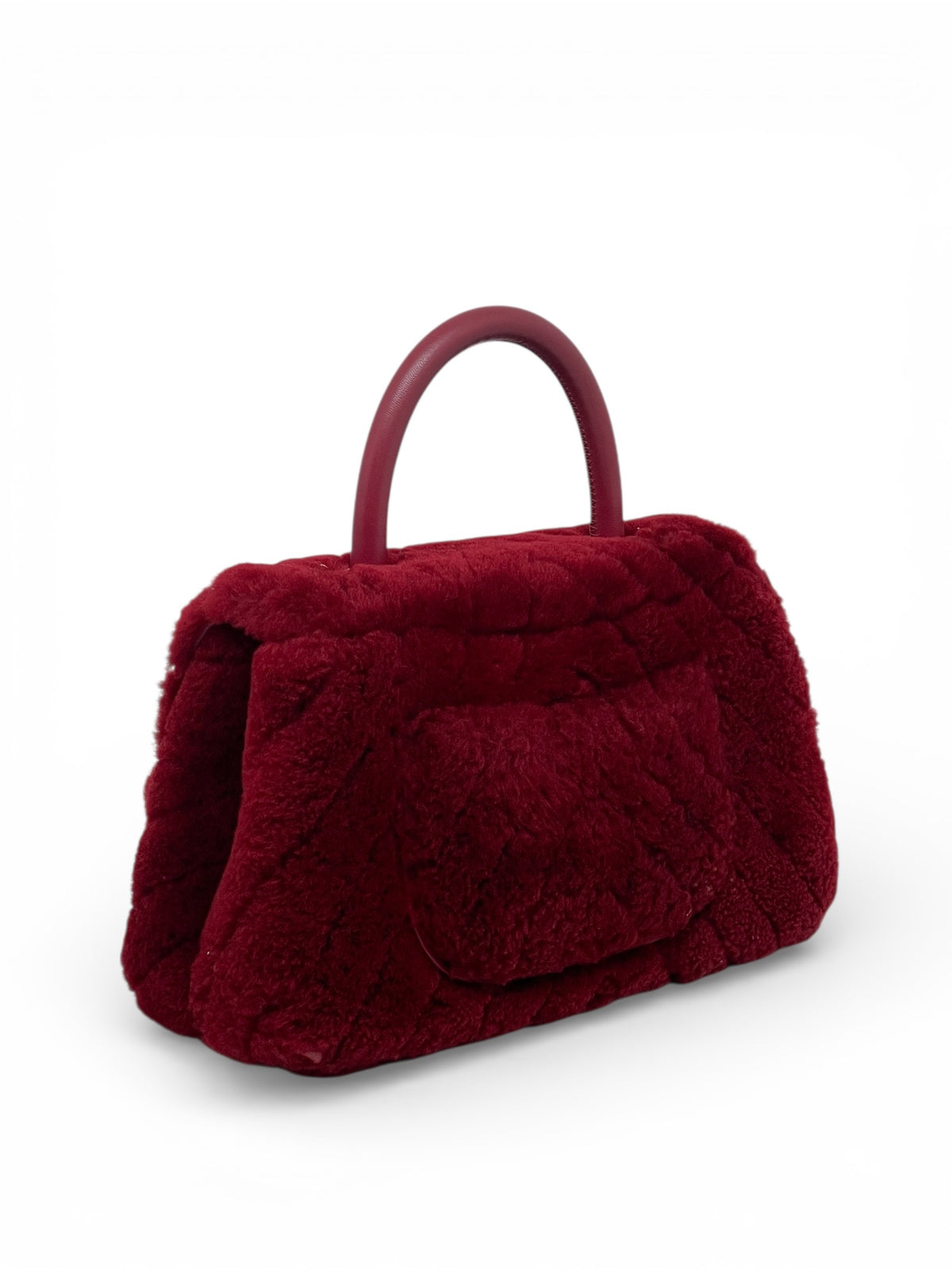 Chanel – Coco-Handle-Tasche aus Wolle in Bordeaux