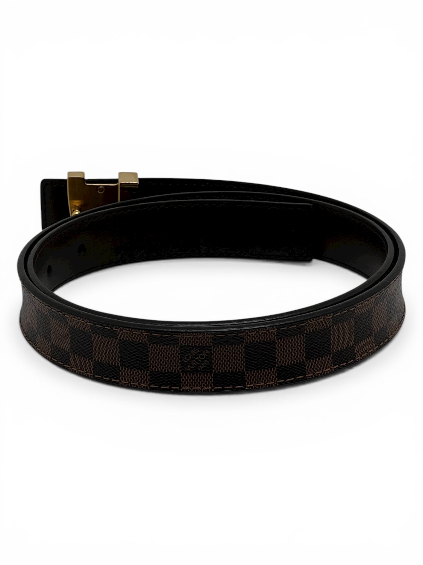 Louis Vuitton Ceinture Marron En Toile Damier Ébène T80 | Les Folies d’Eugénie