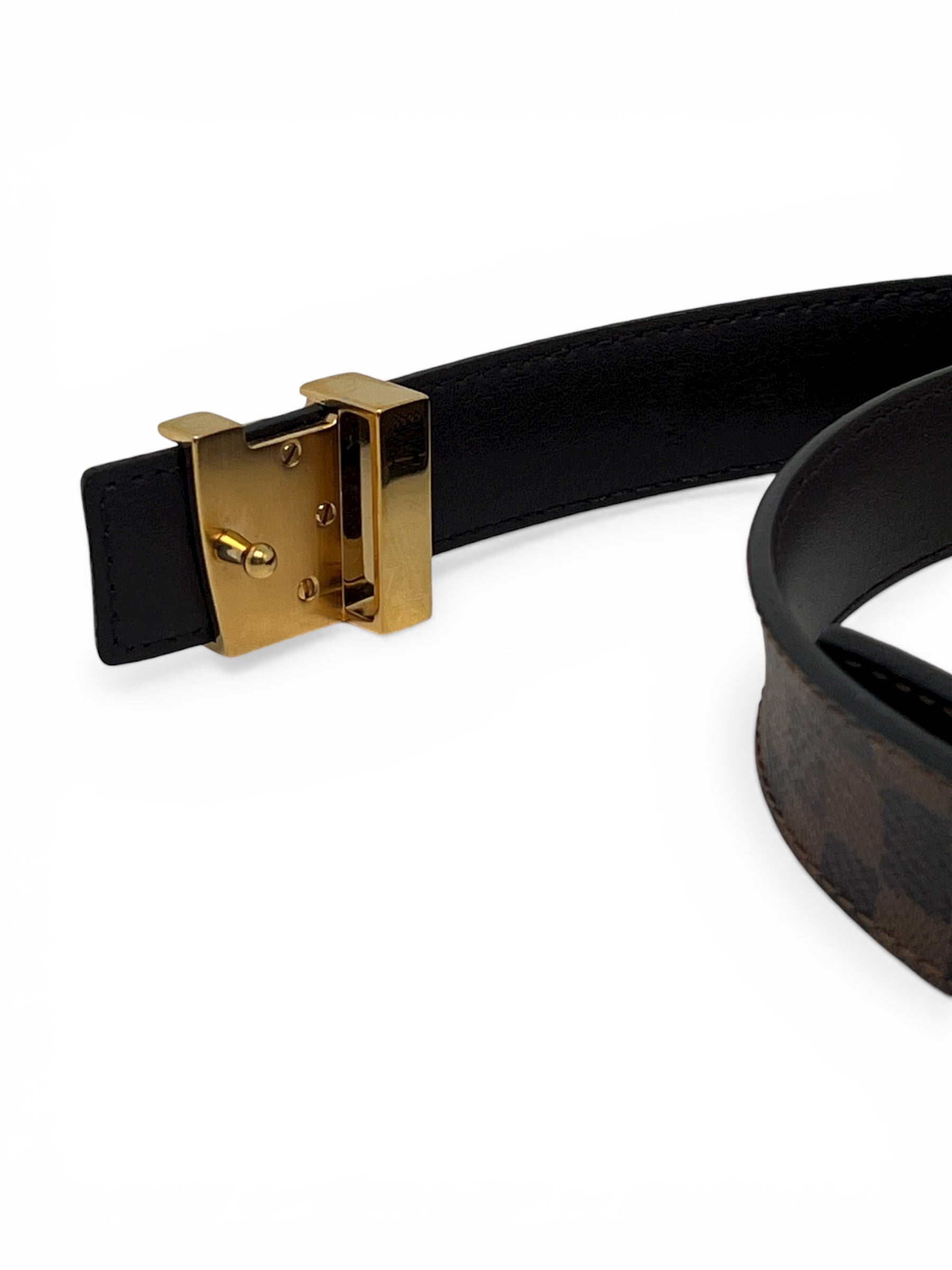 Louis Vuitton Ceinture Marron En Toile Damier Ébène T80 | Les Folies d’Eugénie