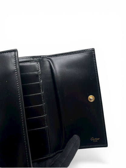 Cartier - Portefeuille en cuir noir vintage