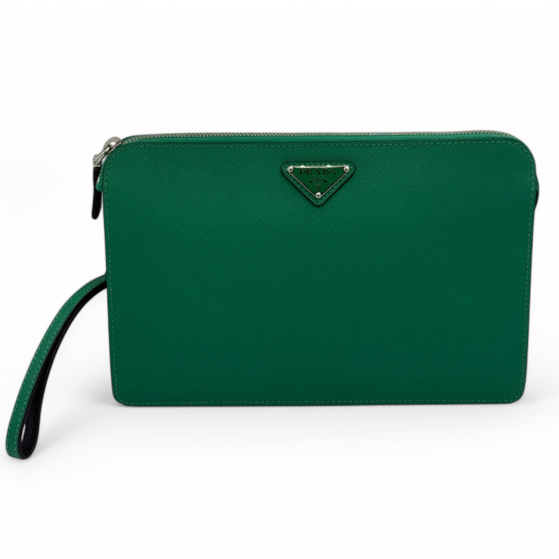 Prada - Pochette Cuir Saffiano verte