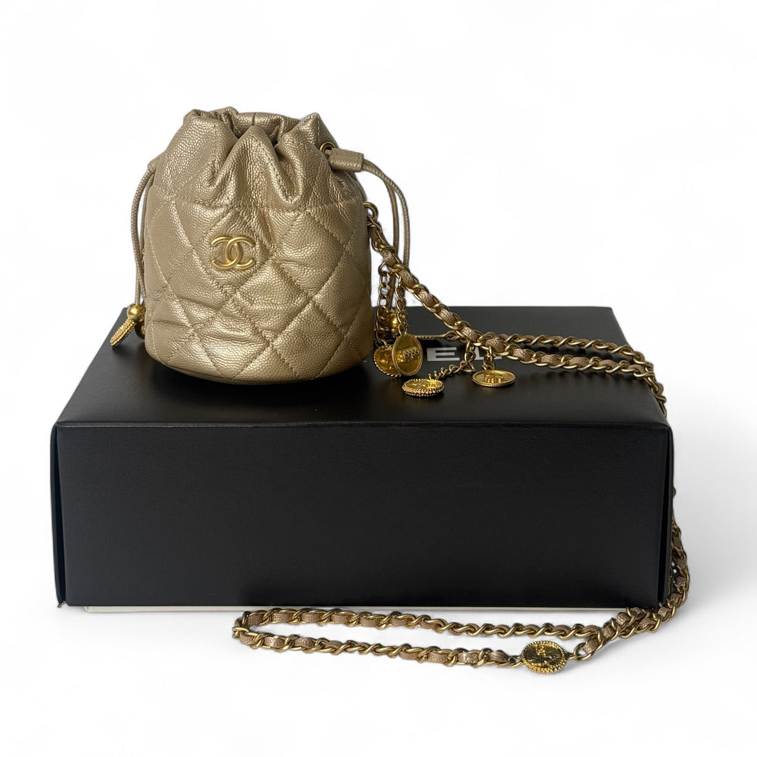 Chanel - Small gold drawstring bag
