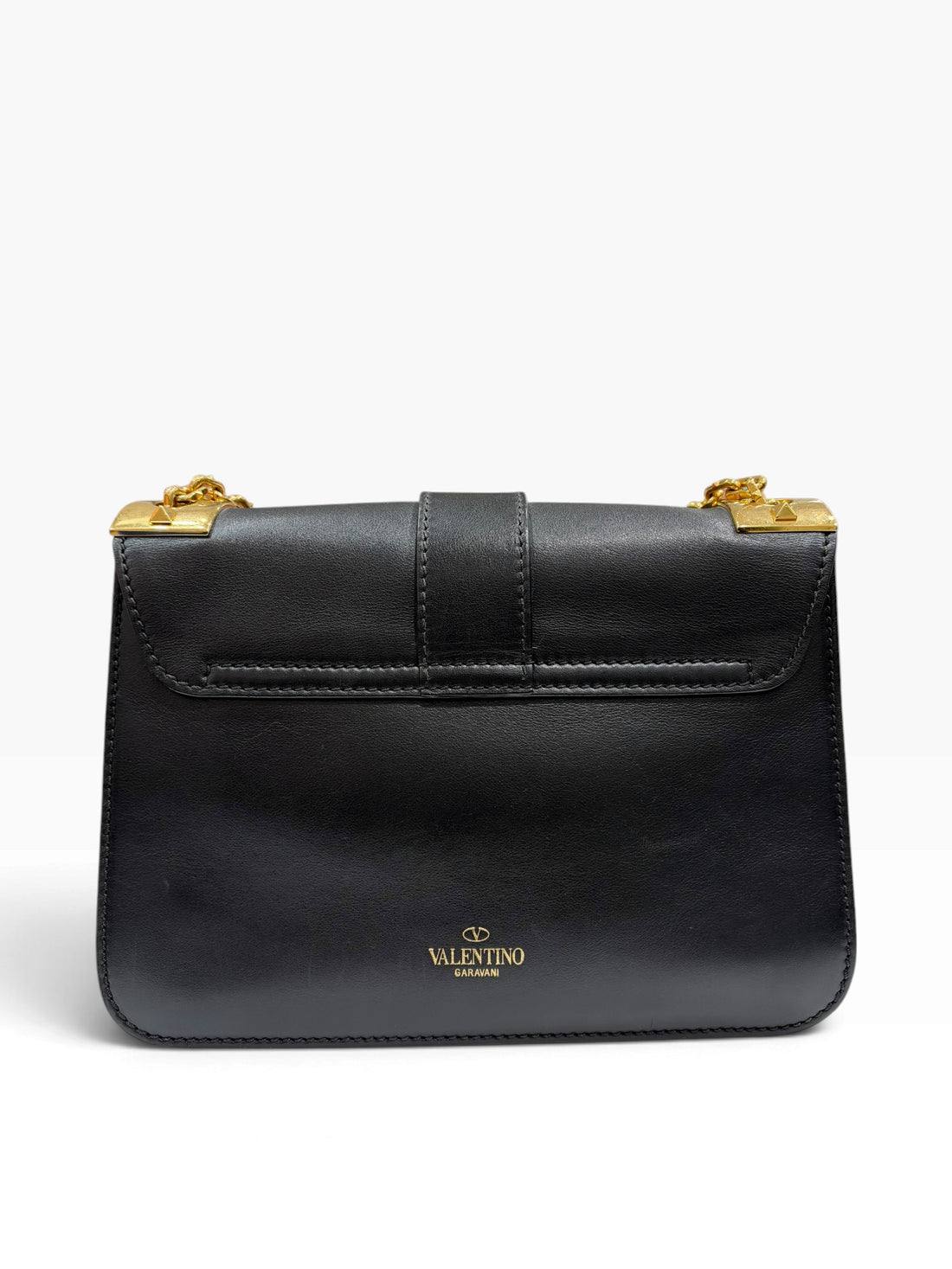 Valentino - Sac B-Rockstud Flap en cuir de veau noir