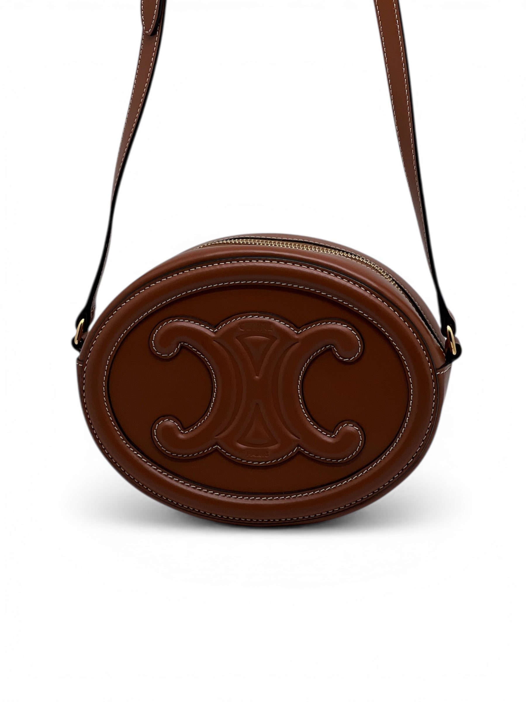 Sac Céline Triomphe en Cuir Marron à Bandouliere | Les Folies d’Eugénie