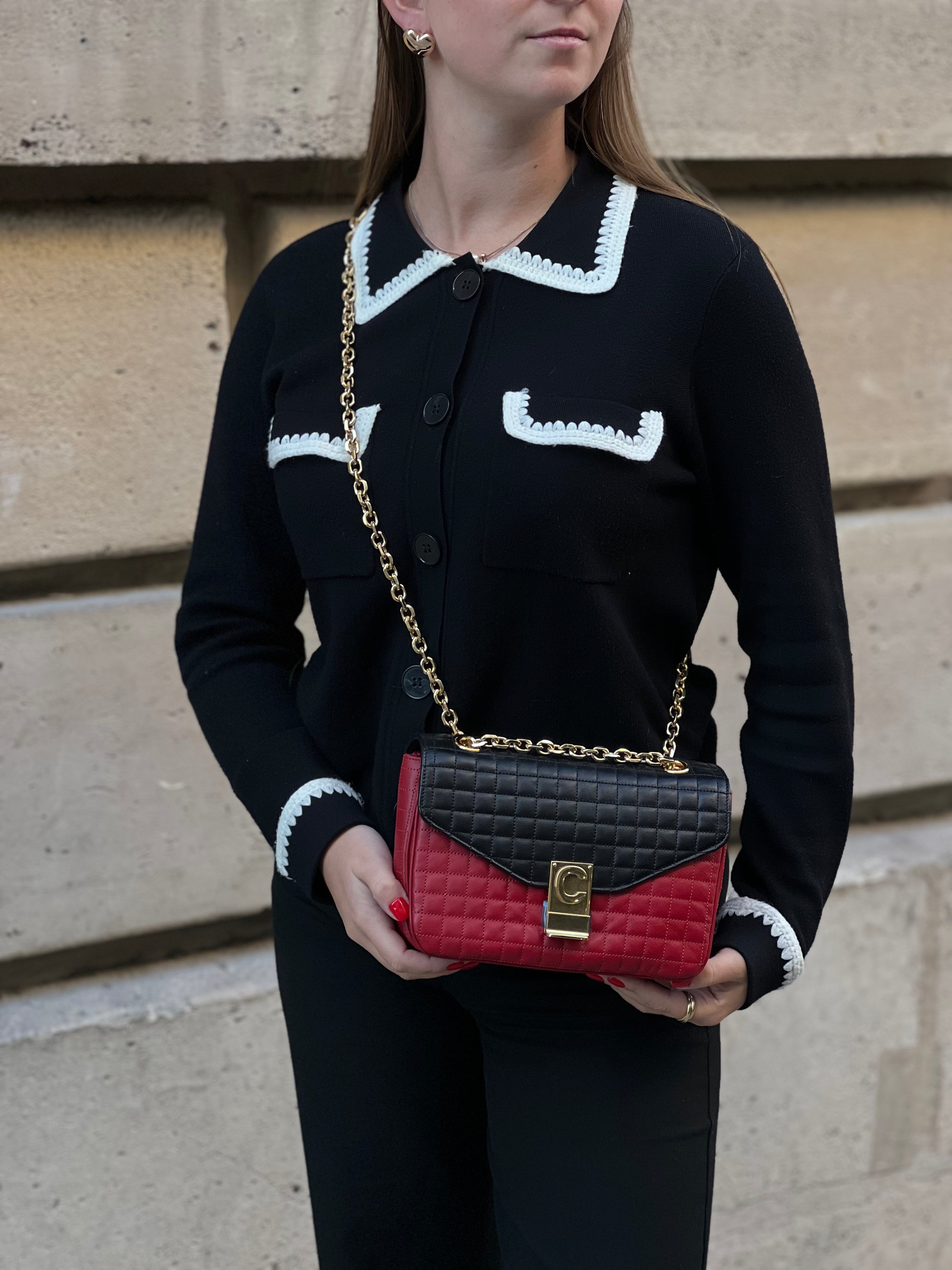 Céline - Two-tone red and black C bag