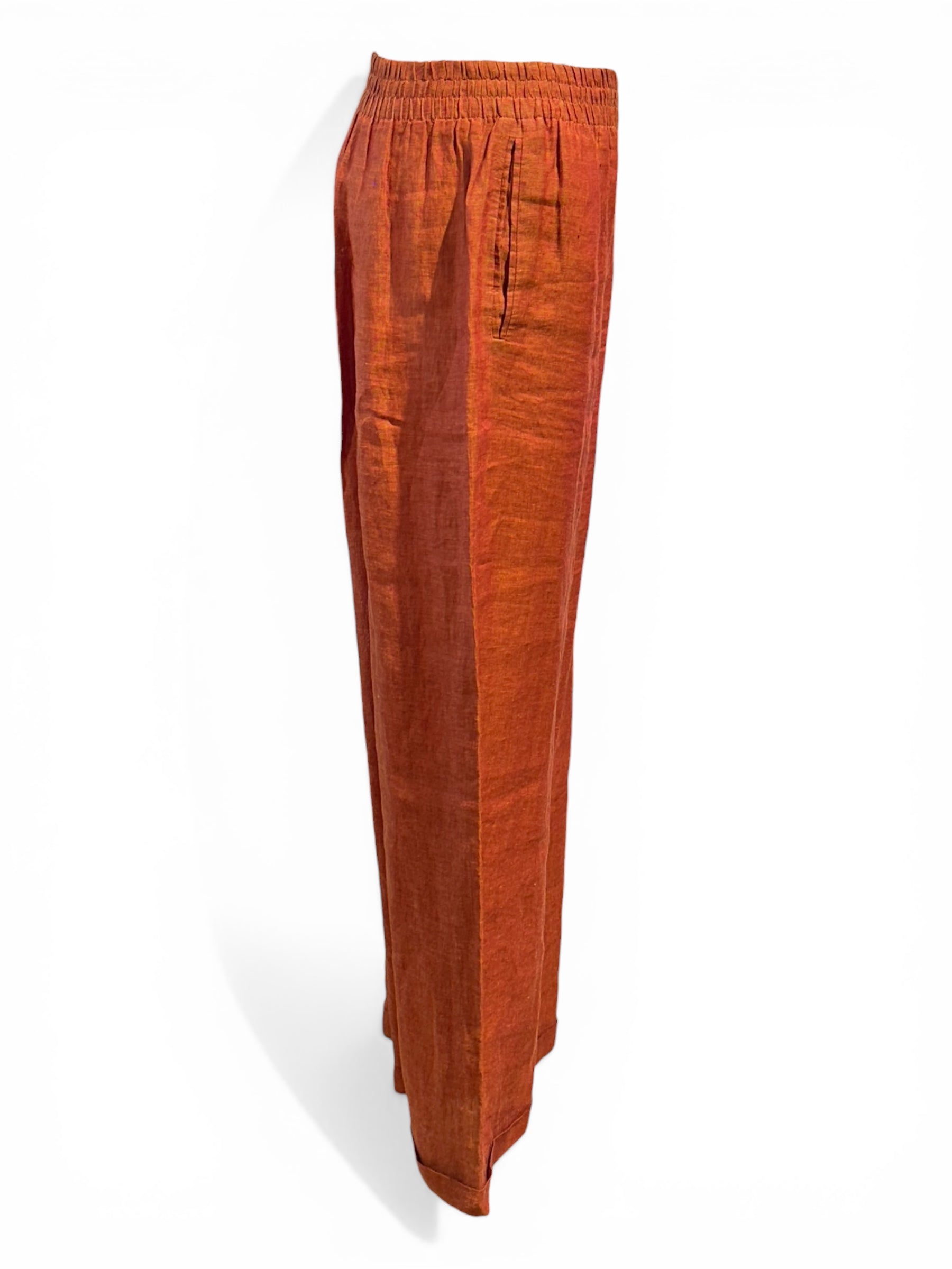 Saint Laurent Pantalon en Lin Terracota T38 | Les Folies d’Eugénie