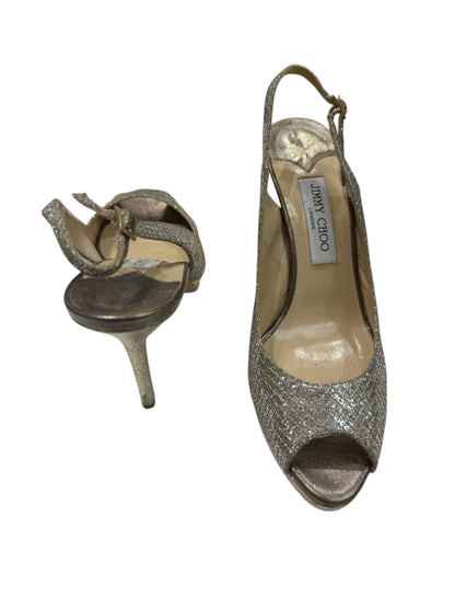 Jimmy Choo - Escarpins ouvert scintillant dorés et argentés