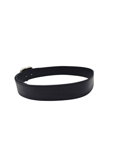 Saint Laurent - Ceinture en cuir noir et boucle cœur argenté T80
