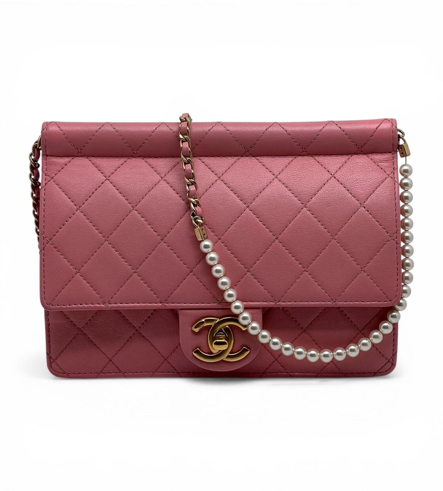 Chanel Sac à Rabat Rose Bandoulière en Perles | Les Folies d’Eugénie