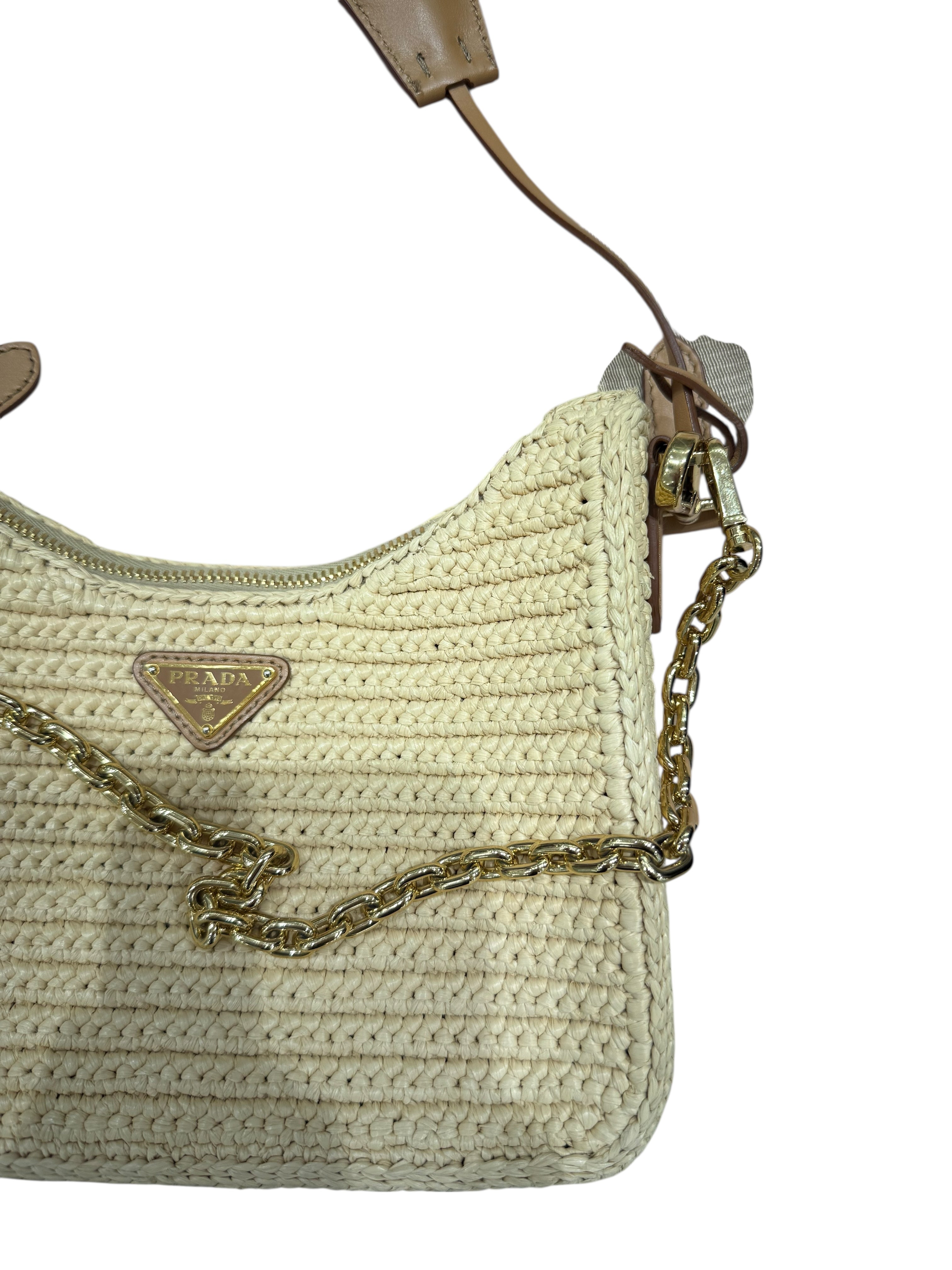 Prada - Sac réédition 2005 cuir naturel et raphia