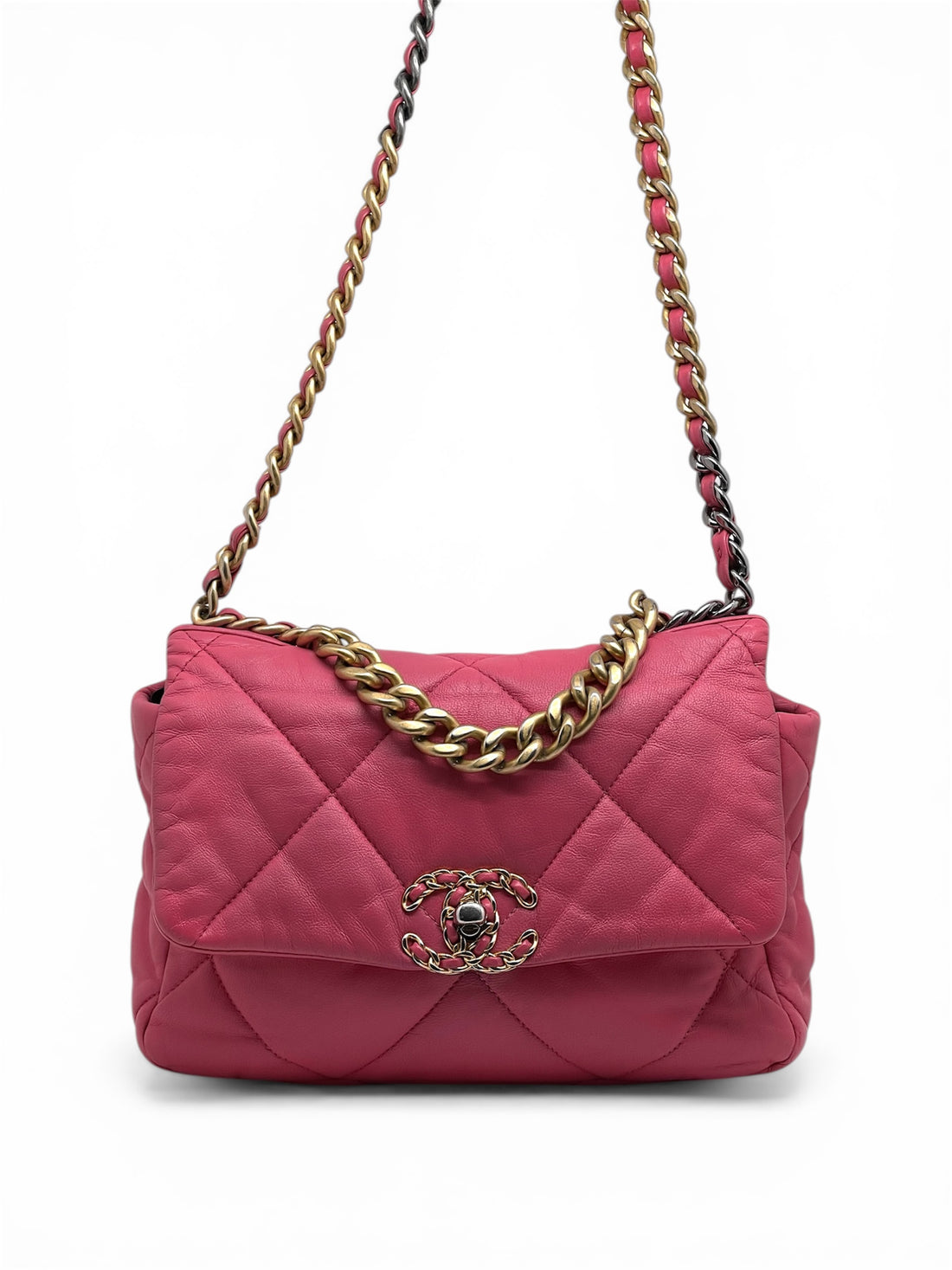 Chanel – Handtasche 19 aus rosafarbenem Leder