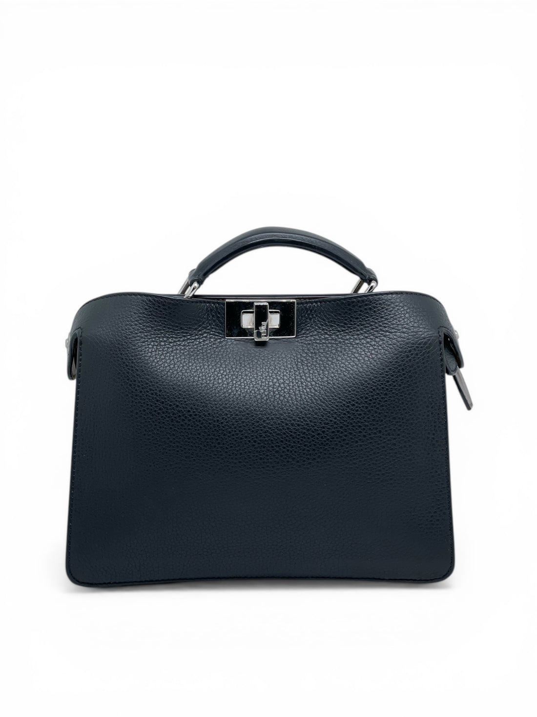 Fendi – Peekaboo-ISeeU-Tasche aus schwarzem genarbtem Leder