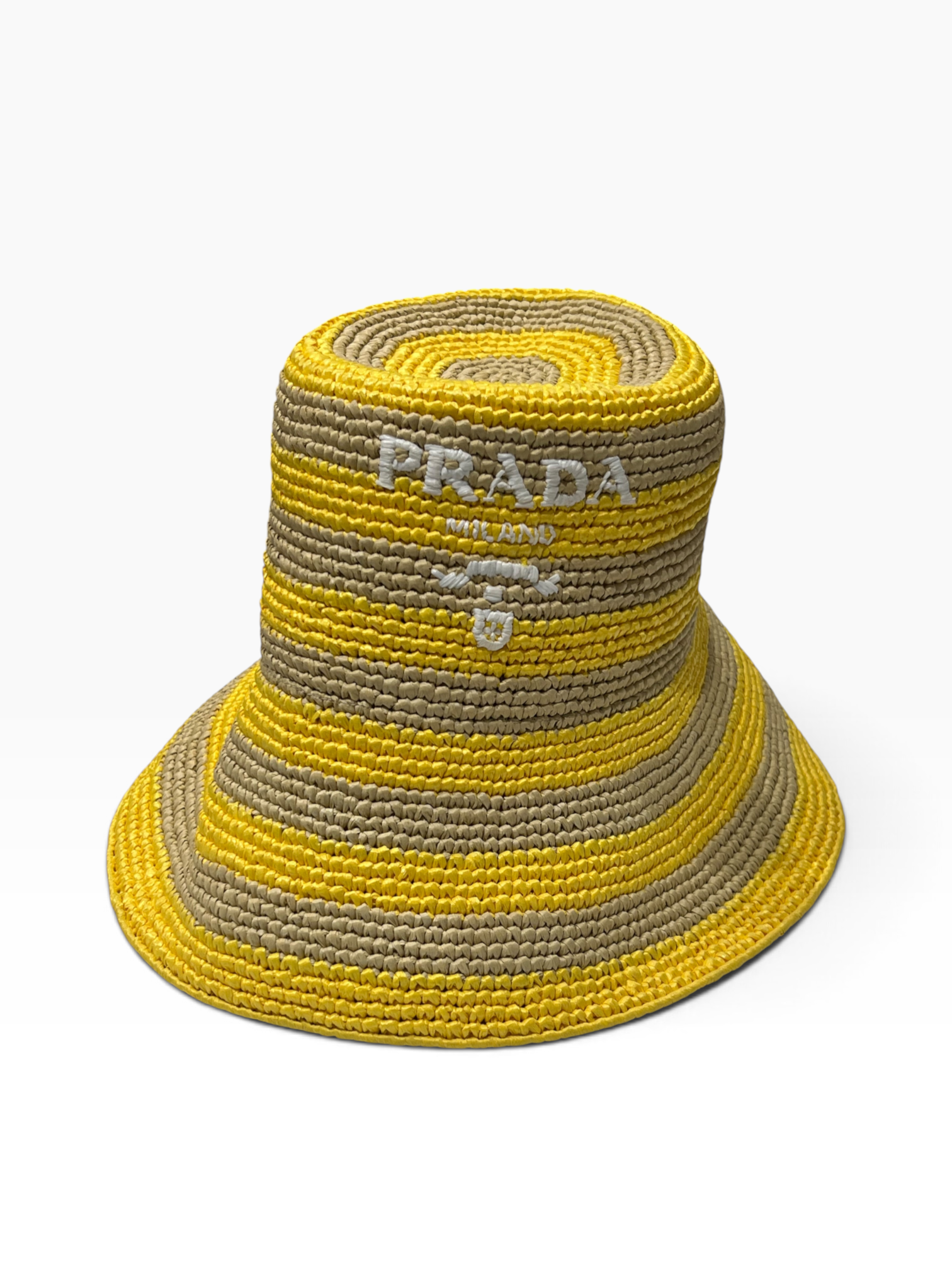 PRADA - chapeau raphia rayé jaune TS
