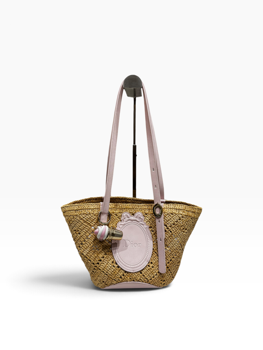 Dior - Sac Blooming Mini dioriviera en raphia ajouré et cuir de veau rose