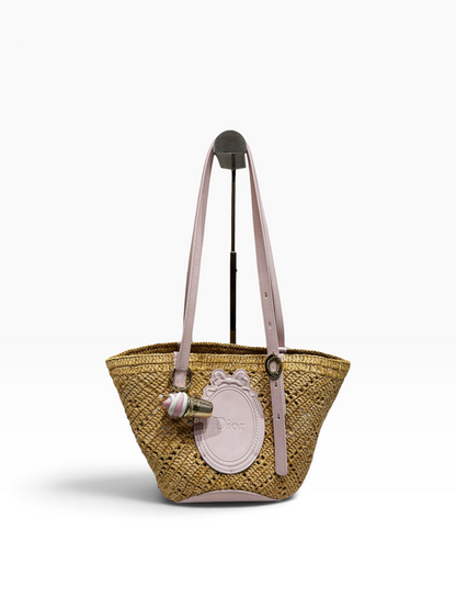 Dior - Sac Blooming Mini dioriviera en raphia ajouré et cuir de veau rose