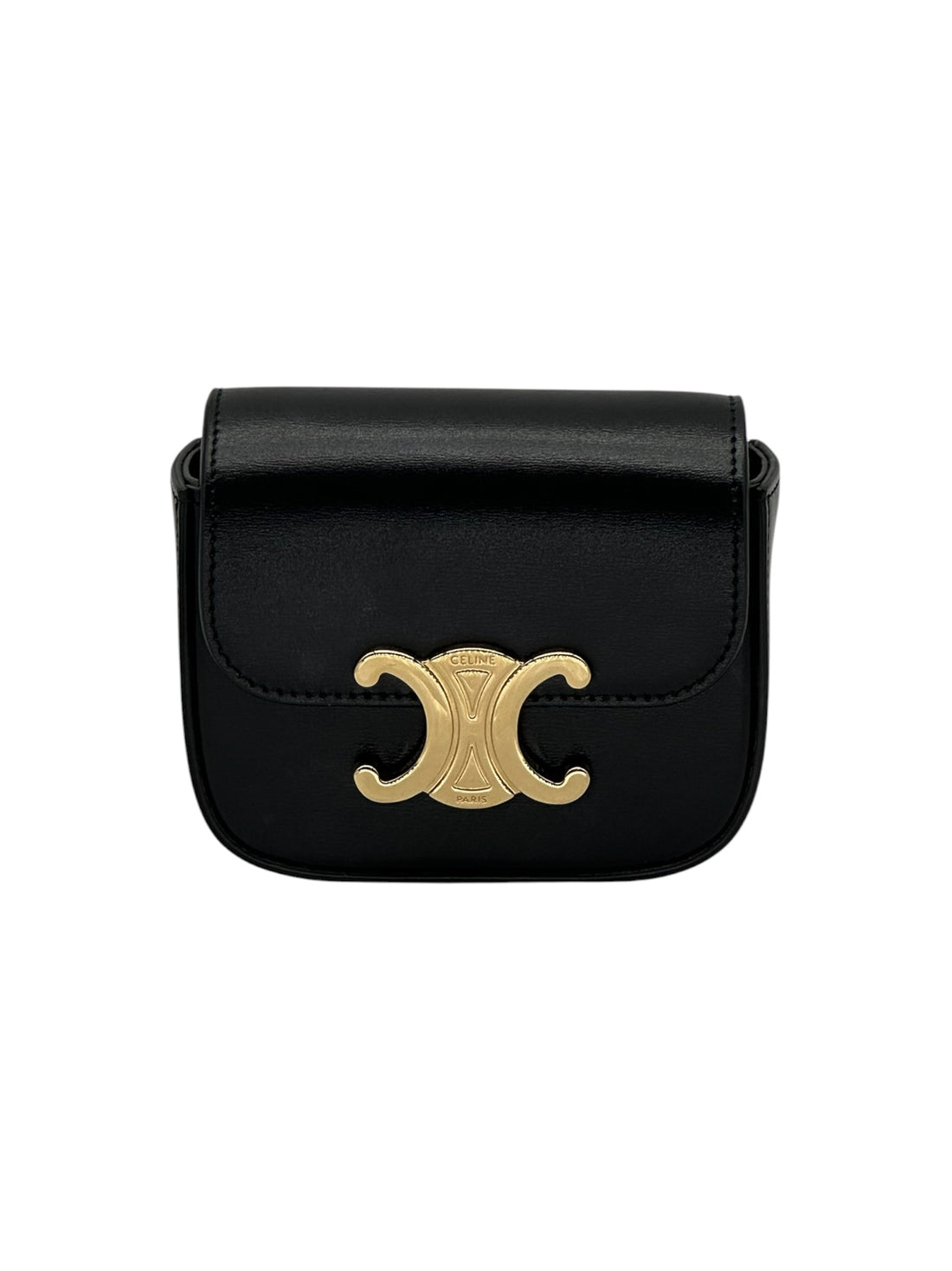 Céline – Mini-Claude-Tasche aus schwarzem Leder