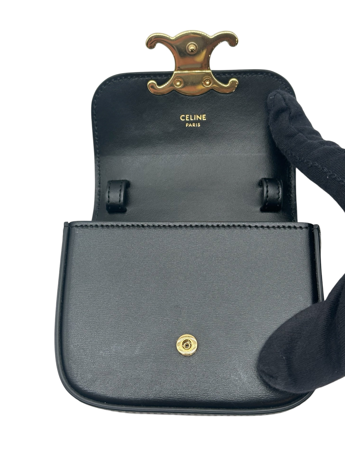 Céline - Sac mini Claude en cuir noir