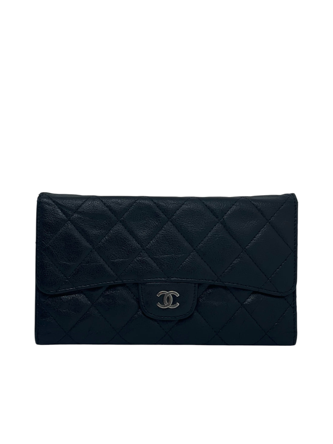 Chanel - Portefeuille en cuir de veau vieilli noir