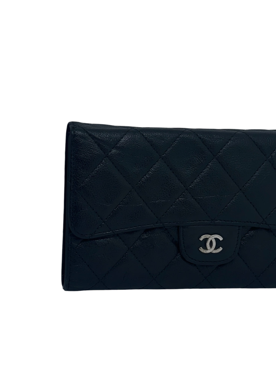Chanel - Portefeuille en cuir de veau vieilli noir