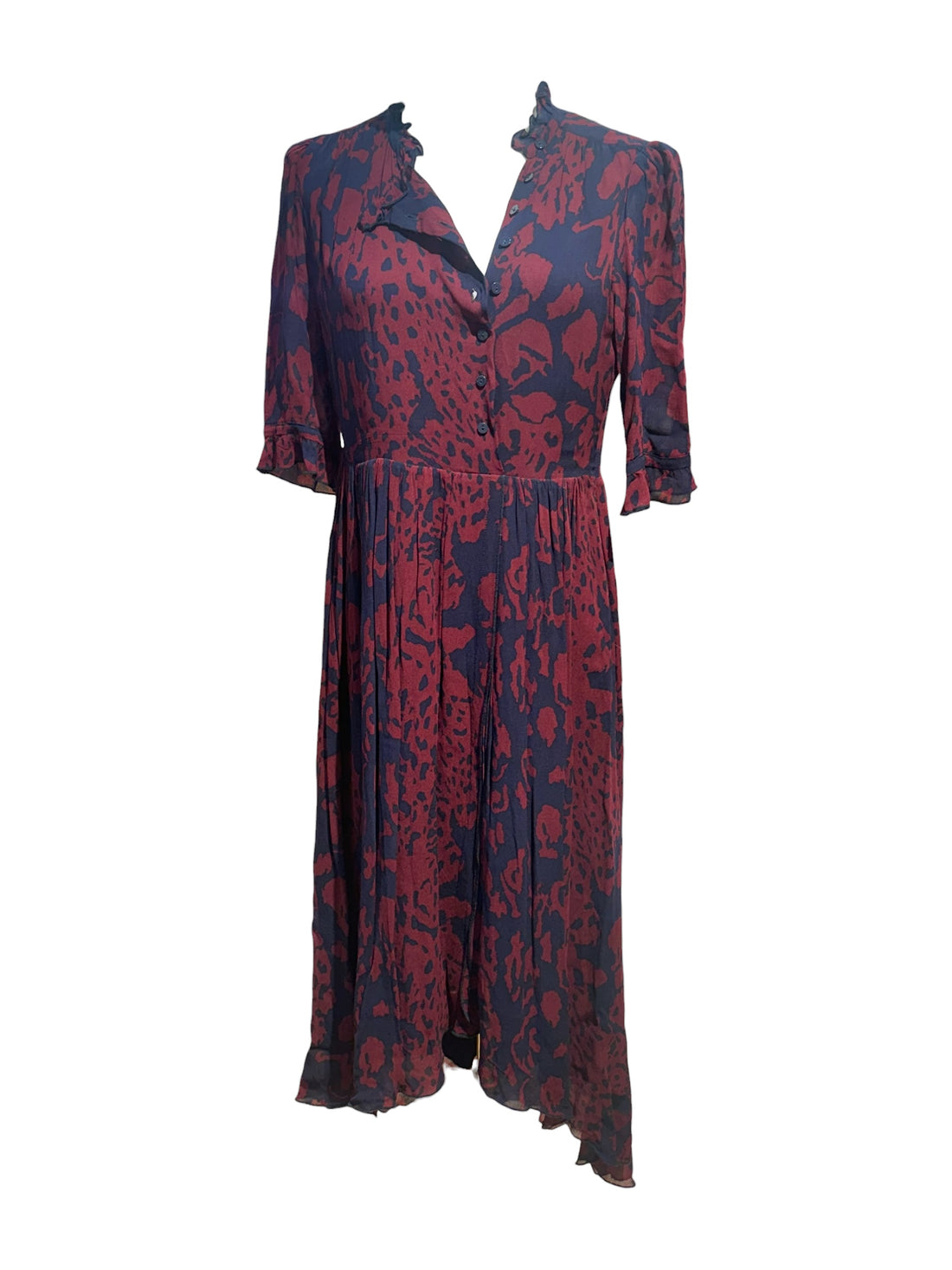 Ba&Sh – Langes Kleid mit Muster, Größe 38