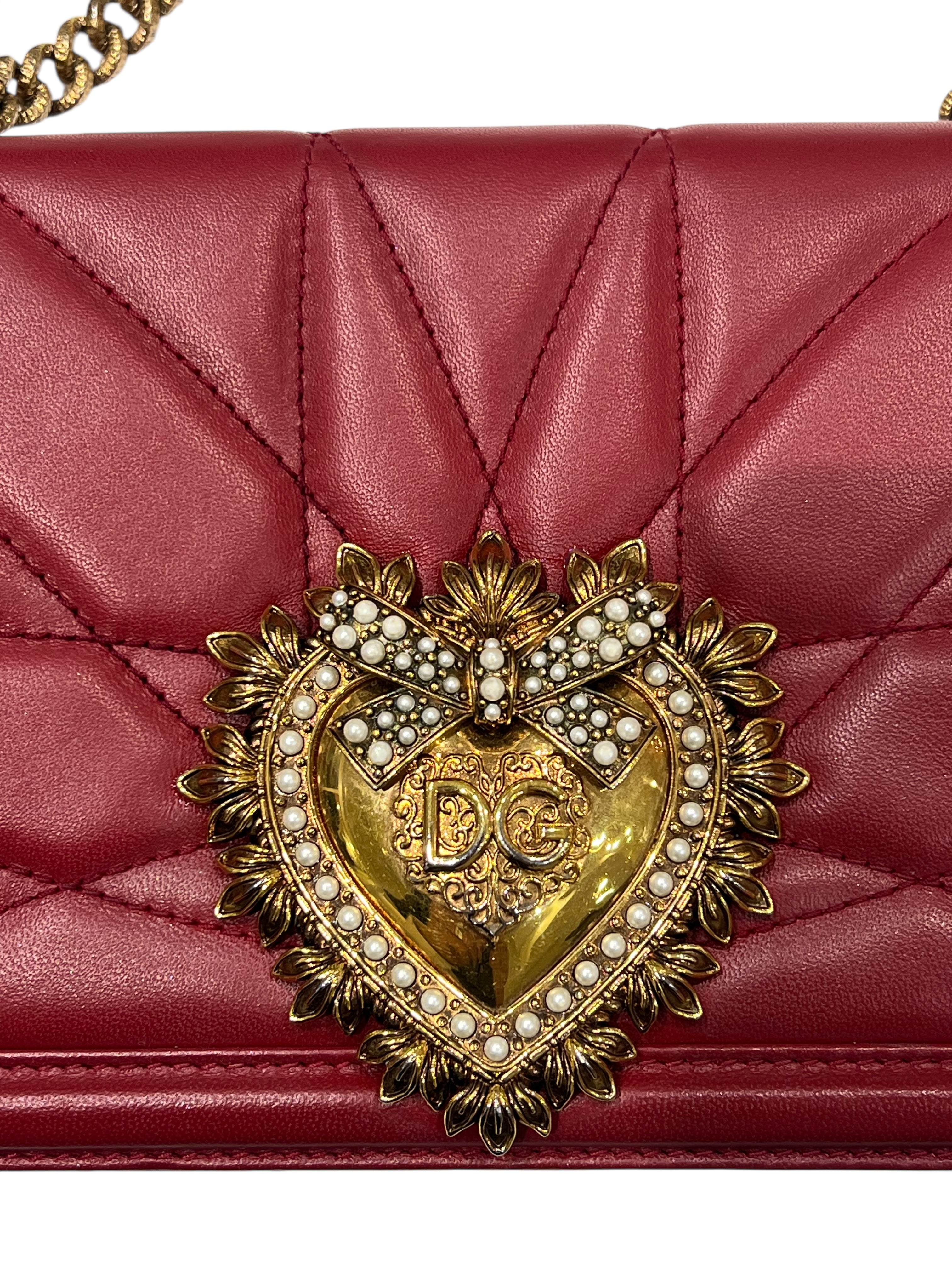 Dolce Gabbana - sac dévotion cuir rouge foncé