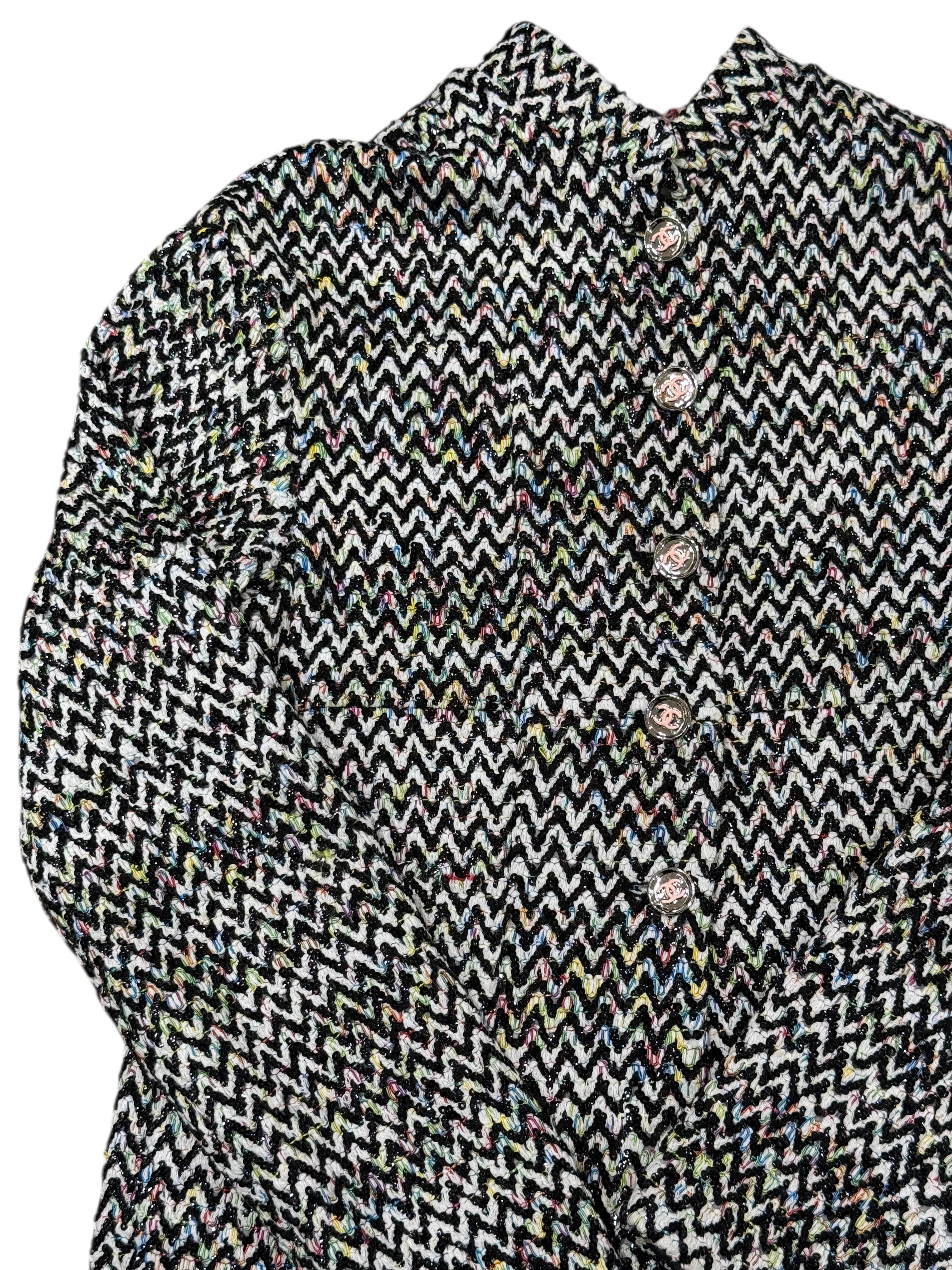 Chanel - Veste en tweed zigzag multicolore T40