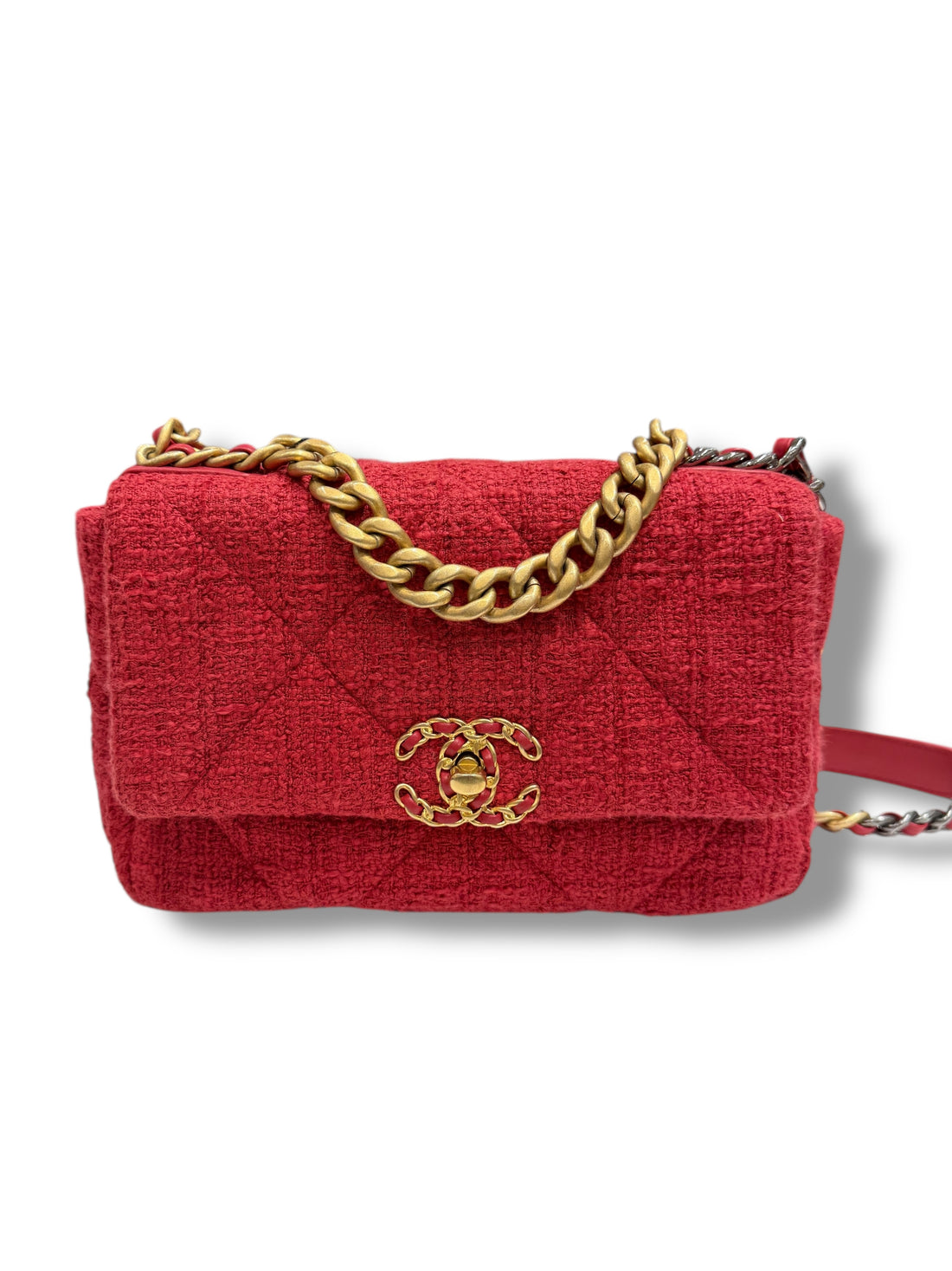 Chanel - Sac 19 PM tweed rouge