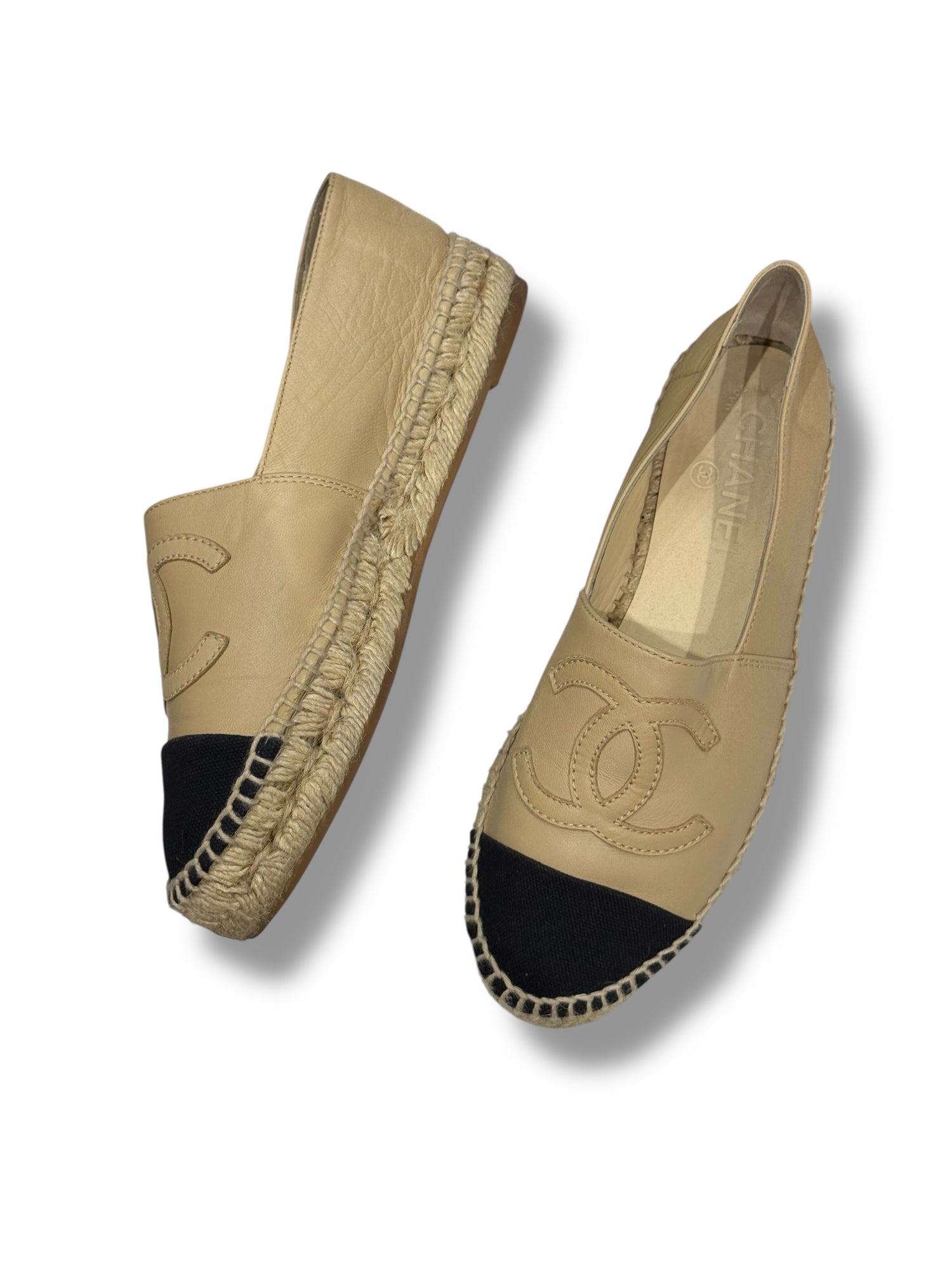 Chanel - Espadrilles bicolores beige/noir T36