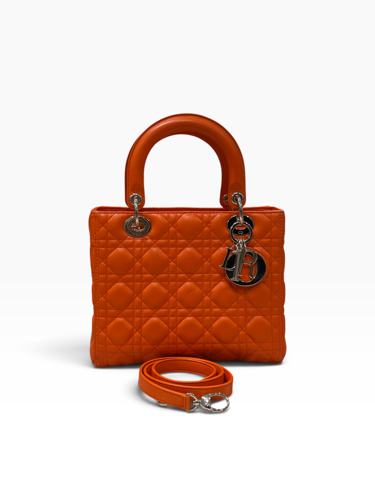 Dior - Sac Lady Dior Médium en cuir orange