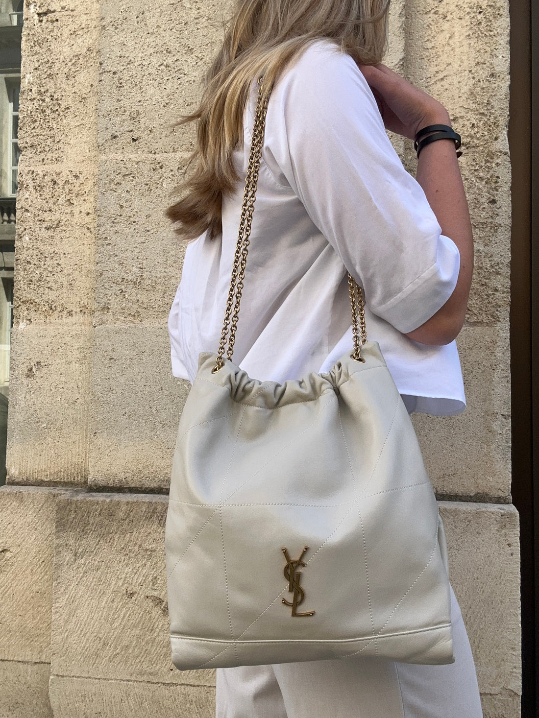 Saint Laurent – Jamie Shopping-Tasche, weiß