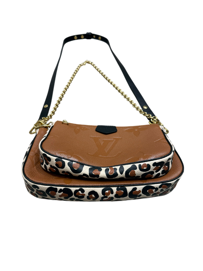Louis Vuitton - Sac Multipochette Édition Cuir Empreinte Camel/ Léopard | Les Folies d’Eugénie