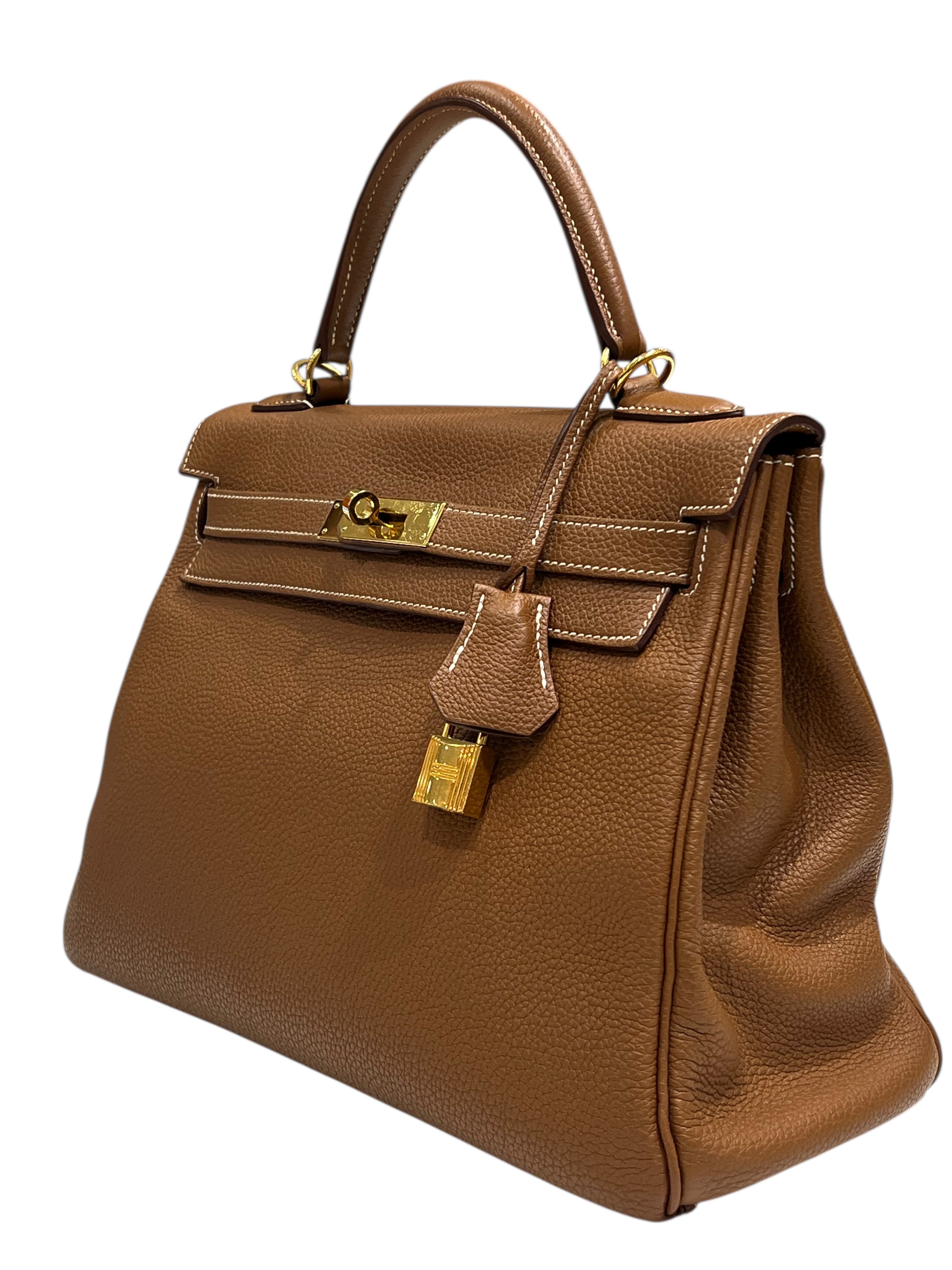 Hermès - sac Kelly 32 cuir Togo Gold GHW