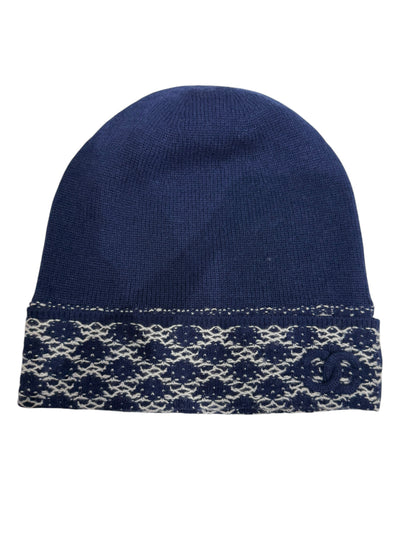 Chanel - Bonnet en cachemire bleu et blanc
