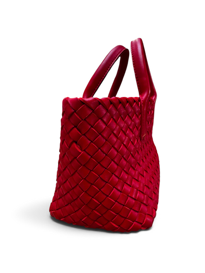 Bottega Veneta - Sac Fourre-Tout en cuir intreccio rouge