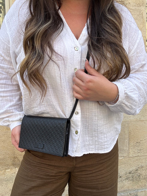 Gucci - Sac Wallet en cuir noir GG