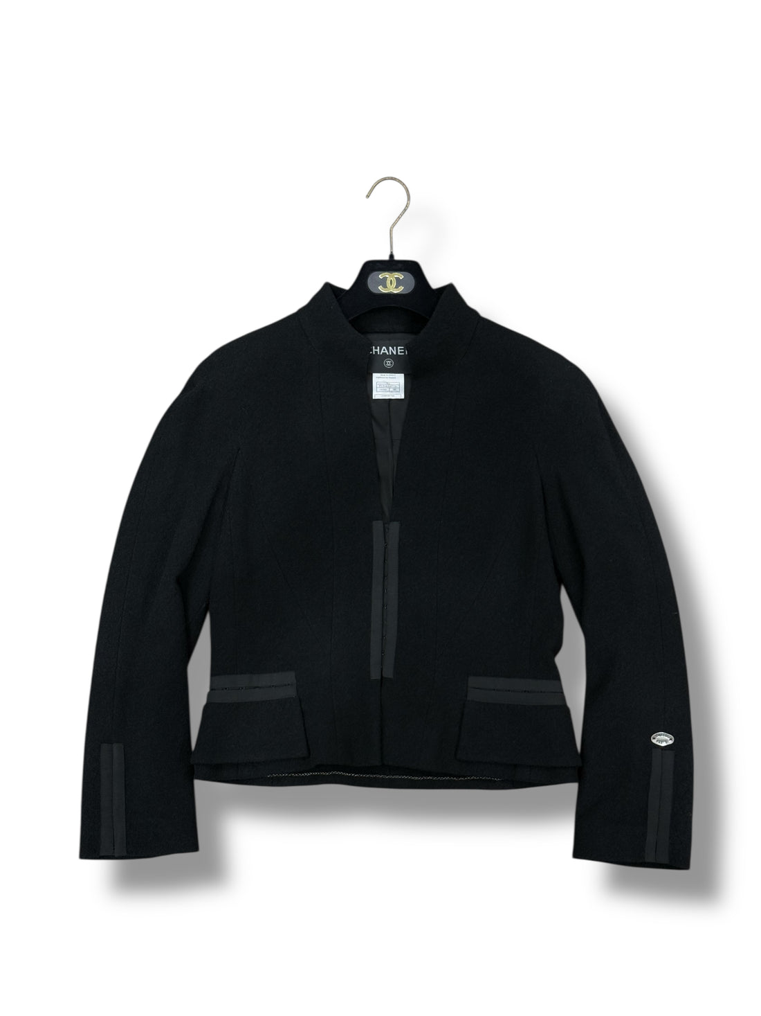 Chanel - Veste Laine Et Soie Noire T40 | Les Folies d'Eugénie