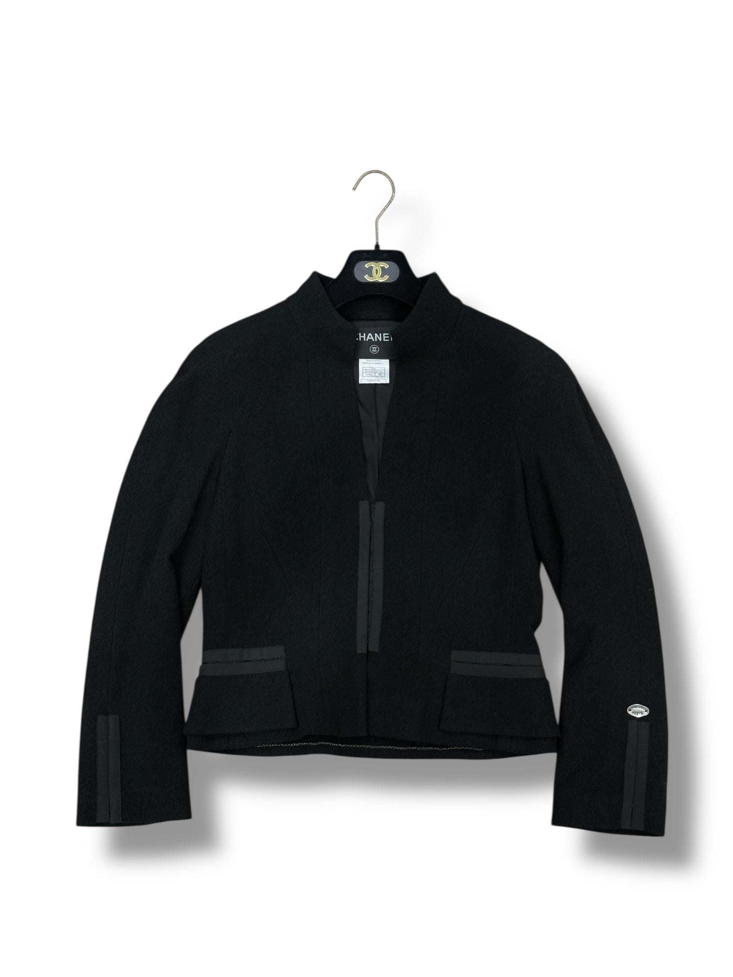 Chanel - Veste Laine Et Soie Noire T40 | Les Folies d&