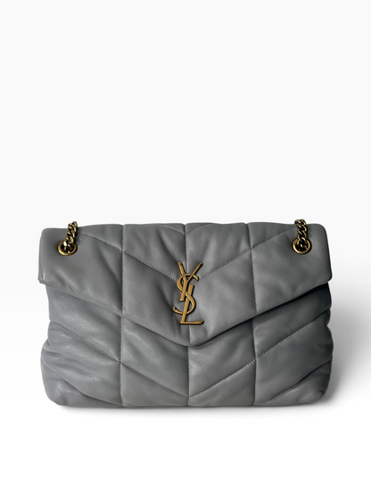 Saint Laurent - sac Loulou puffer large cuir gris