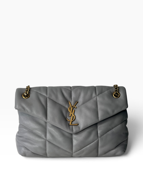 Saint Laurent - sac Loulou puffer large cuir gris