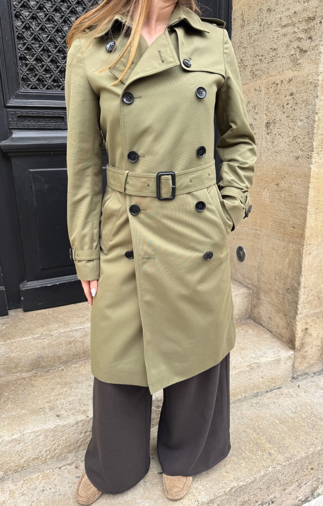Burberry - Manteau, Trench vert kaki T34