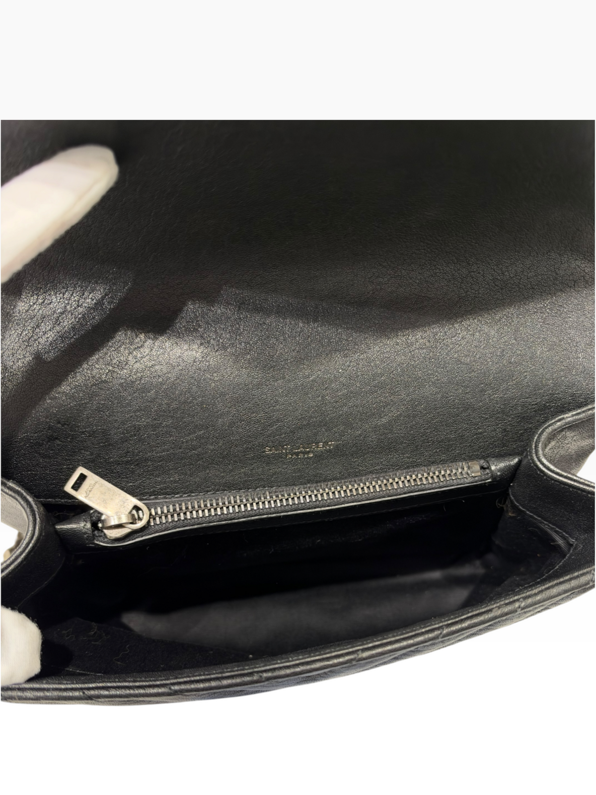 Yves Saint Laurent - Sac College MM cuir agneau et matelassage chevron noir
