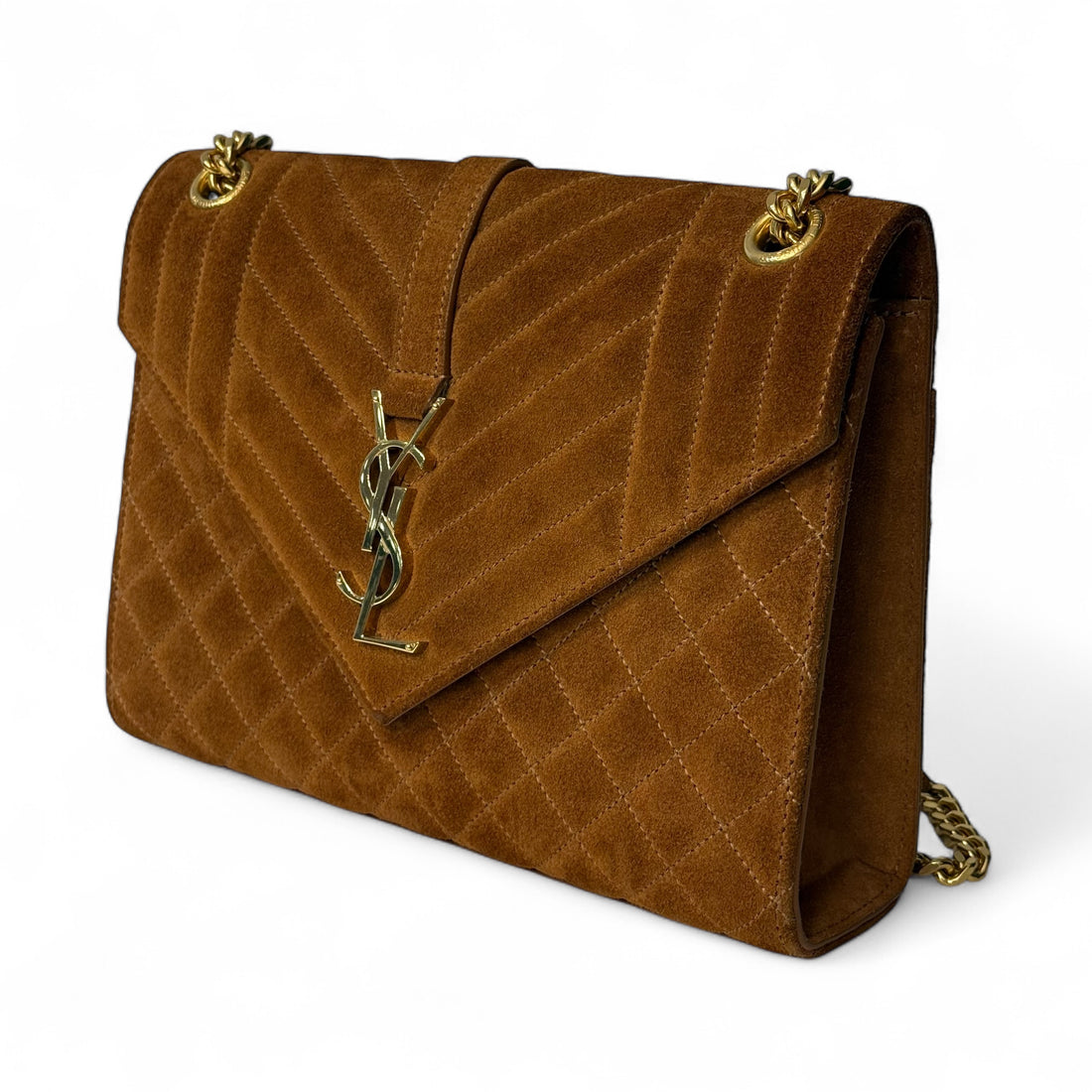 Saint Laurent - Sac à main enveloppe camel